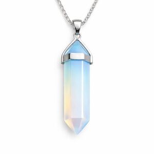 Opalite Hexagon Pendant Necklace | 18”, 20”, or 24” Stainless Steel Chain